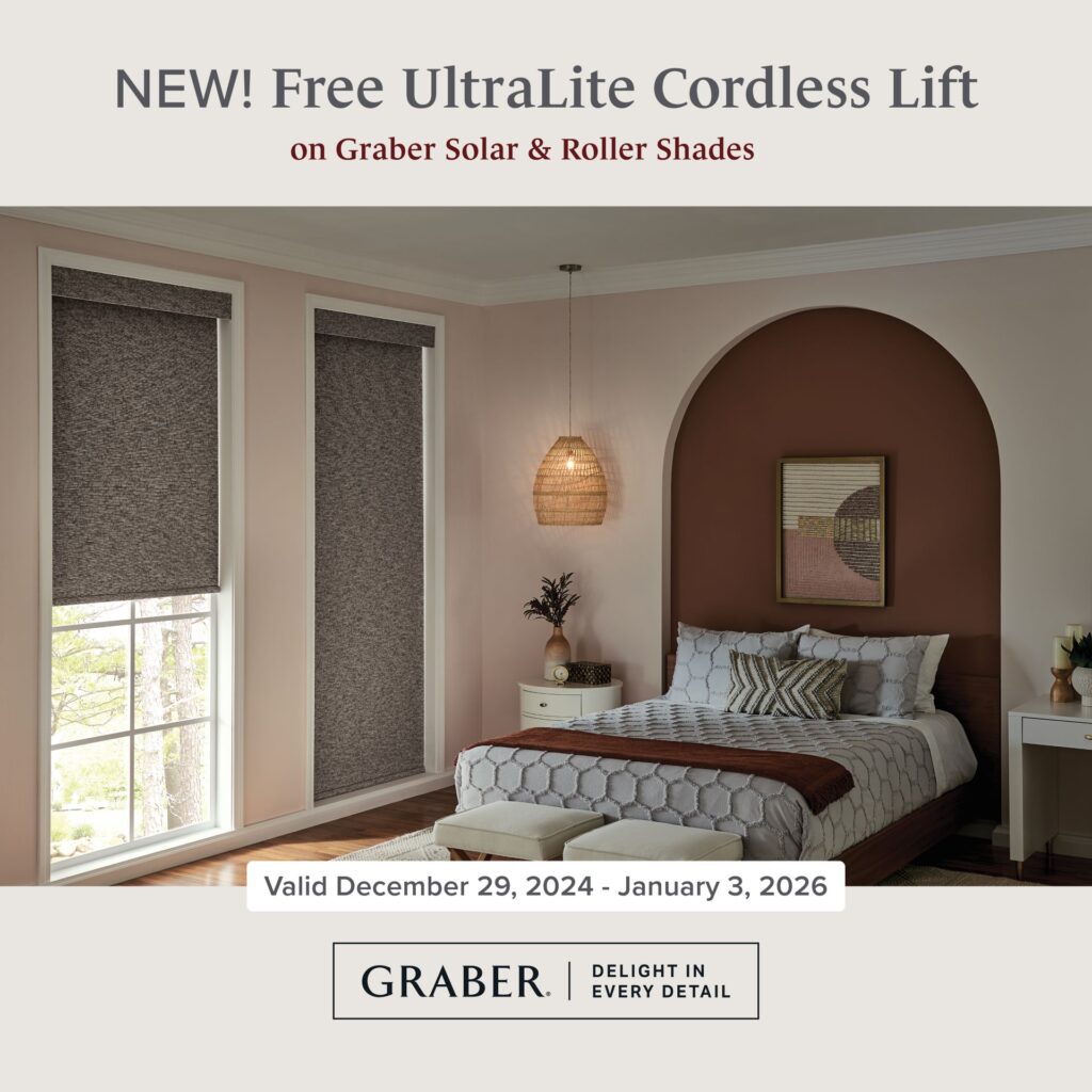Graber Free UltraLite Cordless Lift on Graber Solar and Roller Shades